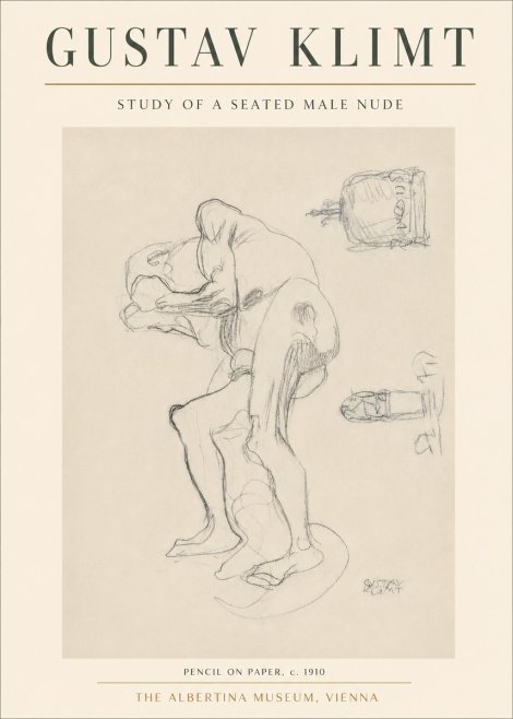 Klimt Study of a Seated Male Nude No3 - Póster