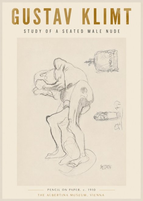 Klimt Study of a Seated Male Nude No5 - Póster
