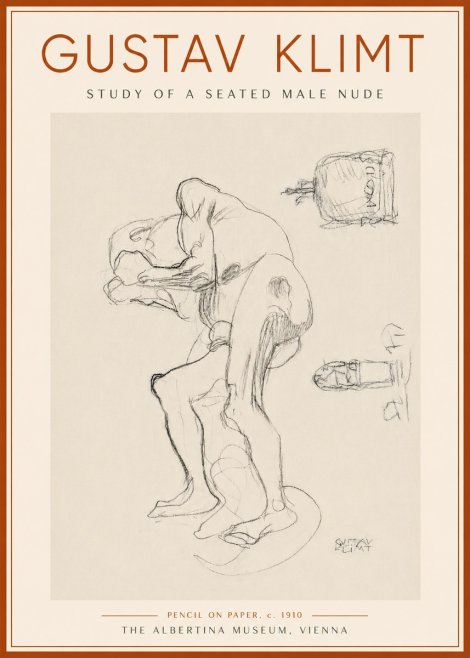 Klimt Study of a Seated Male Nude No6 - Póster