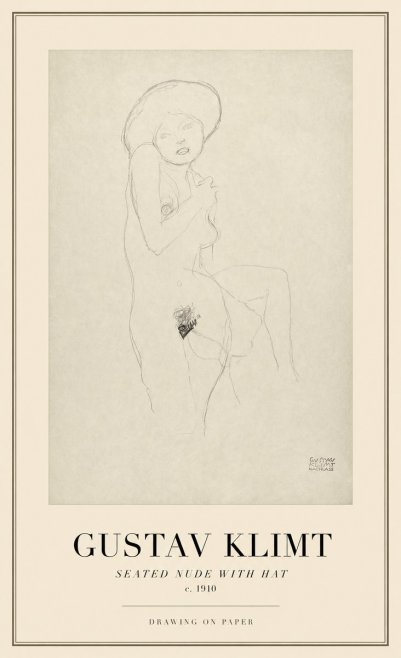 Klimt Seated Nude with Hat No1 - Póster
