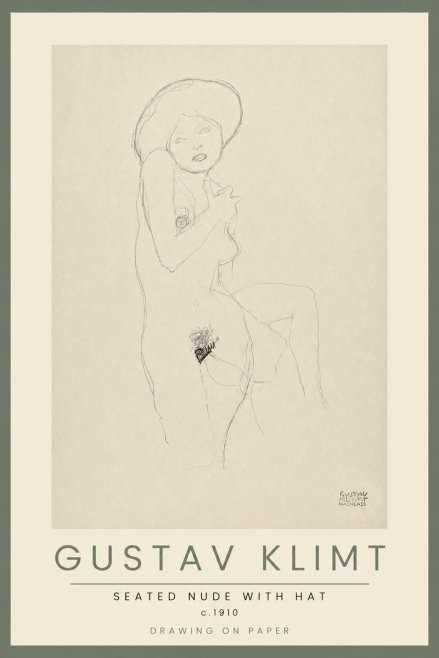 Klimt Seated Nude with Hat No2 - Póster