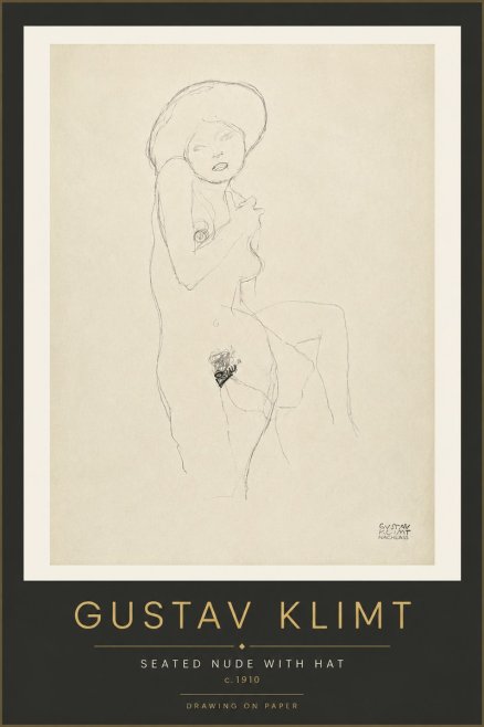 Klimt Seated Nude with Hat No4 - Póster