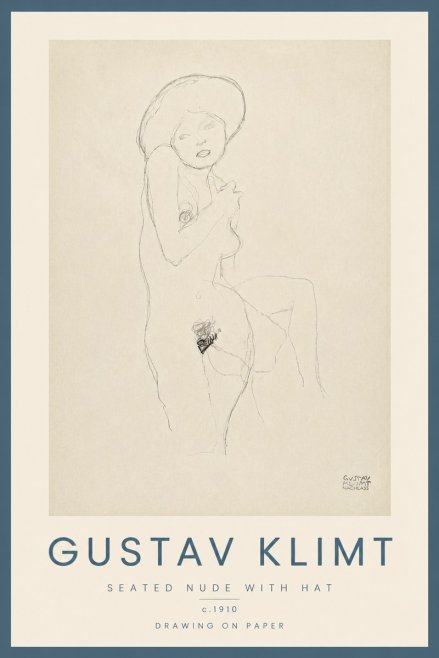 Klimt Seated Nude with Hat No5 - Póster