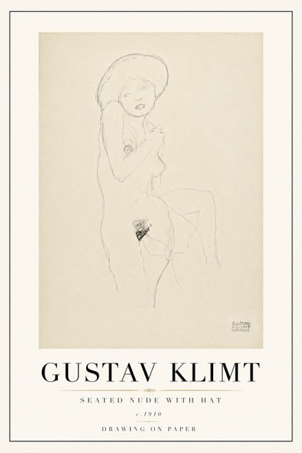 Klimt Seated Nude with Hat No6 - Póster