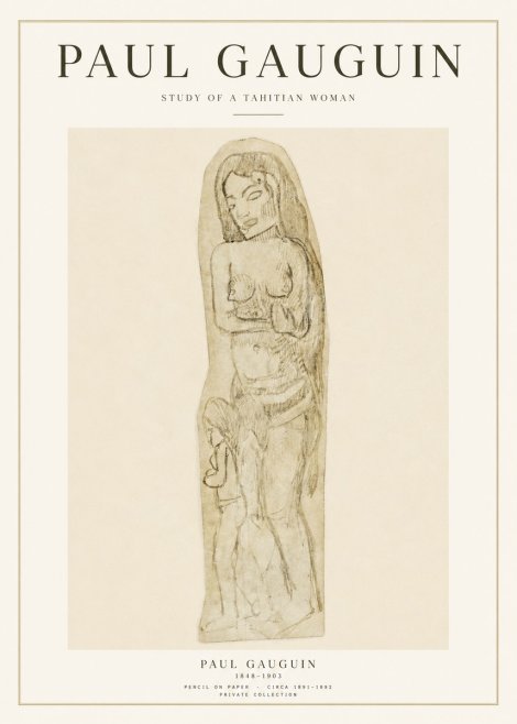Paul Gauguin Study of a Tahitian Woman II No1 - Póster