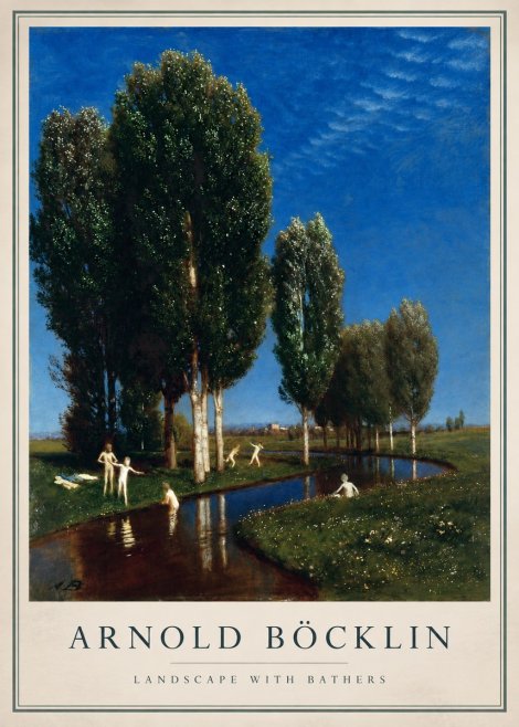 Arnold Böcklin Landscape with Bathers No1 - Póster