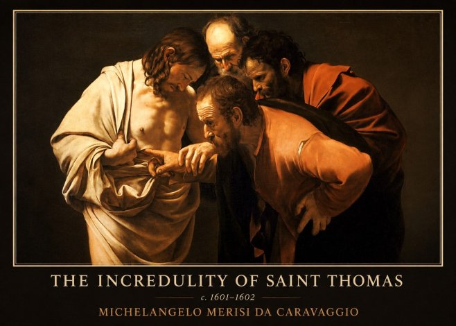 Michelangelo Merisi da Caravaggio The Incredulity of Saint Thomas II No5 - Póster