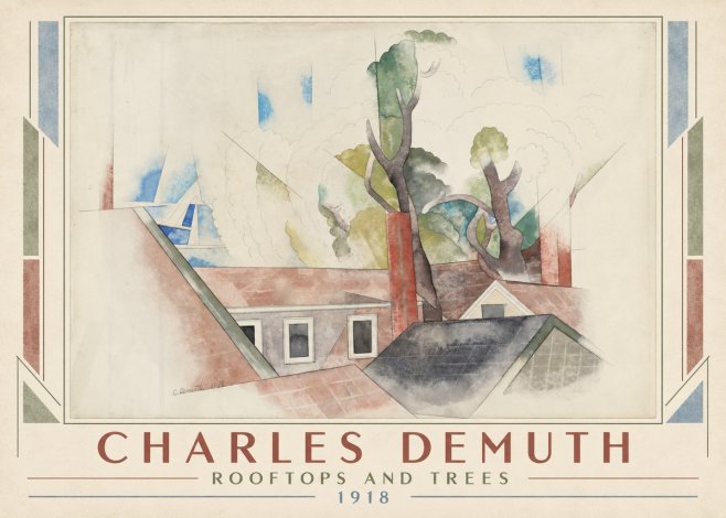 Charles Demuth Rooftops and Trees No1 - Póster