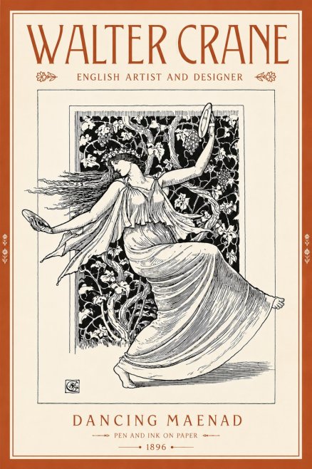 Walter Crane Dancing Maenad No5 - Póster