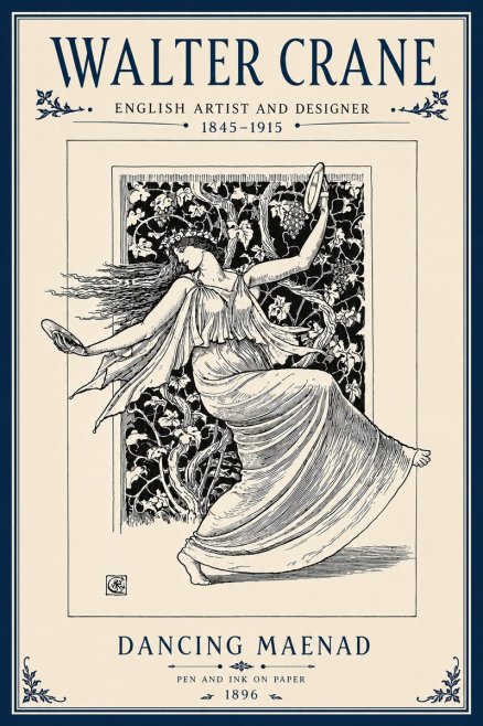 Walter Crane Dancing Maenad No6 - Póster