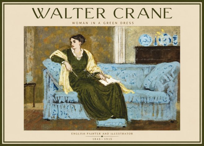 Walter Crane Woman in a Green Dress No4 - Póster