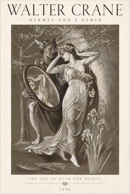 Walter Crane Hermes and a Nymph No6 - Póster