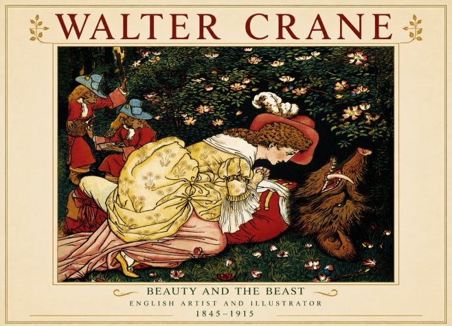 Walter Crane Beauty and the Beast No4 - Póster