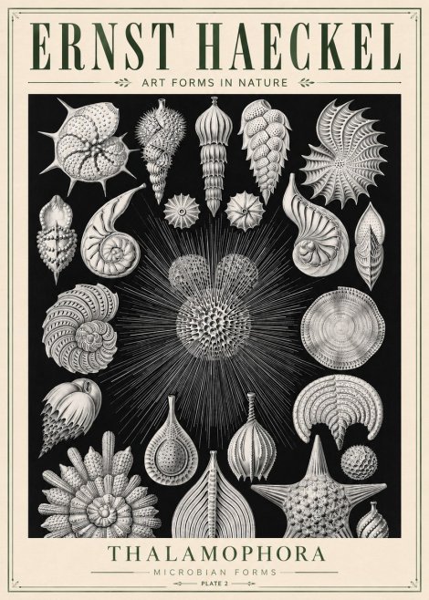 Ernst Haeckel Thalamophora - Microbian Forms - Plate 2 No5 - Póster