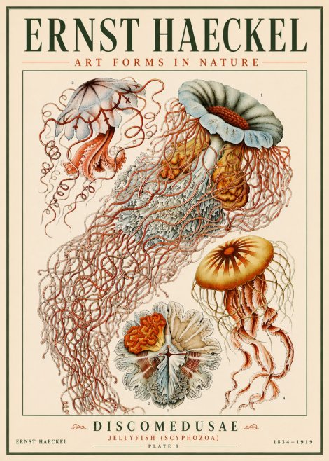 Ernst Haeckel Discomedusae — Jellyfish No6 - Póster