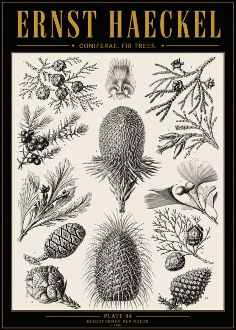 Ernst Haeckel Coniferae. Fir Trees. No5 - Póster