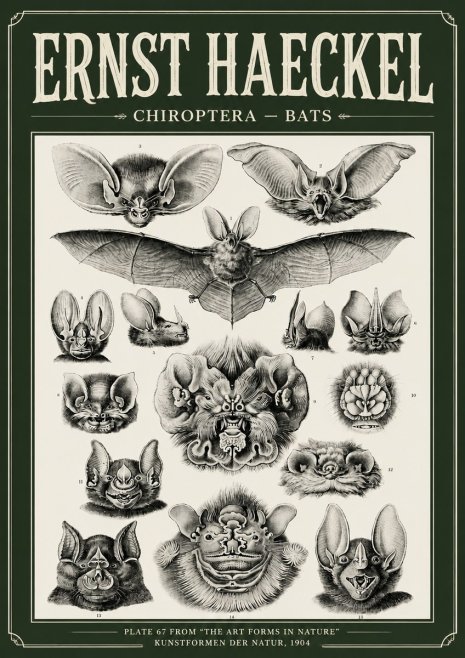 Ernst Haeckel Chiroptera Bats No6 - Póster