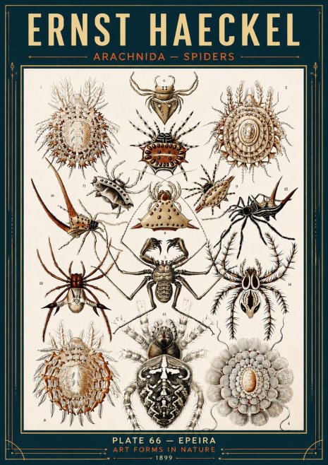 Ernst Haeckel Arachnida — Spiders No6 - Póster