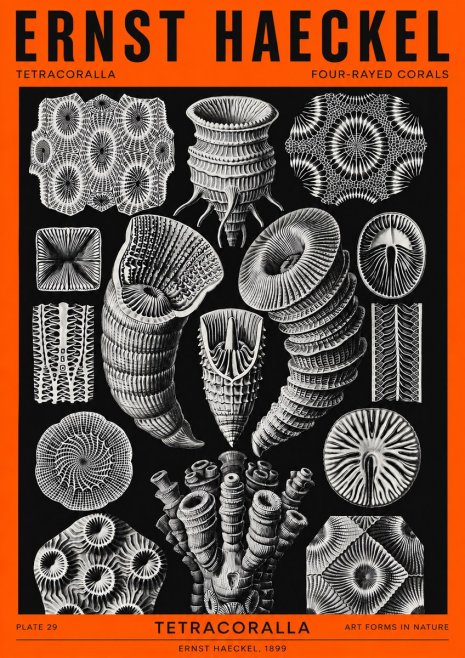 Ernst Haeckel Tetracoralla - Four-rayed Corals No2 - Póster