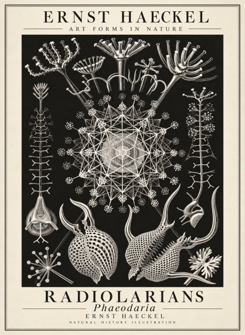 Ernst Haeckel Phaeodaria Radiolarians - Plate 61 No3 - Póster