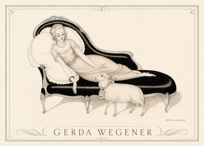Gerda Wegener Lady with Lamb No3 - Póster
