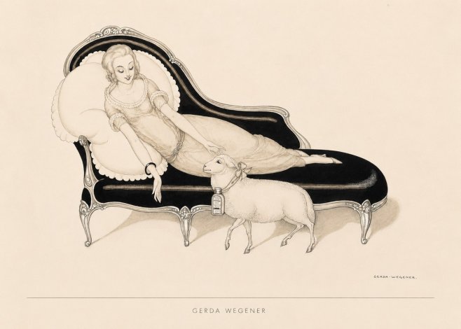 Gerda Wegener Lady with Lamb No4 - Póster