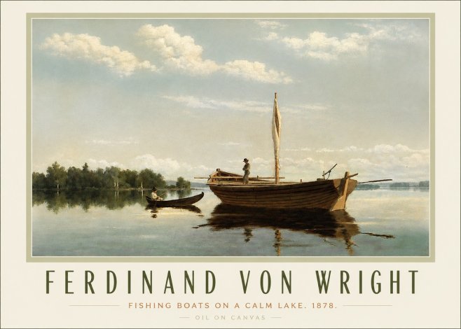 Ferdinand von Wright Fishing Boats on a Calm Lake. 1878. No3 - Póster