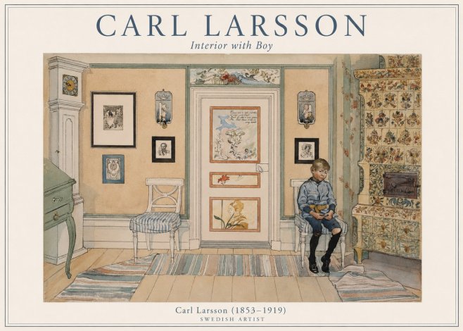 Carl Larsson Interior with Boy No1 - Póster