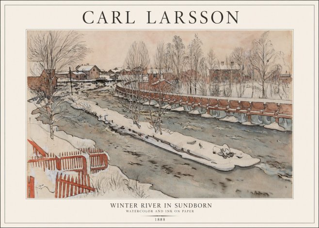 Carl Larsson Winter River in Sundborn No1 - Póster