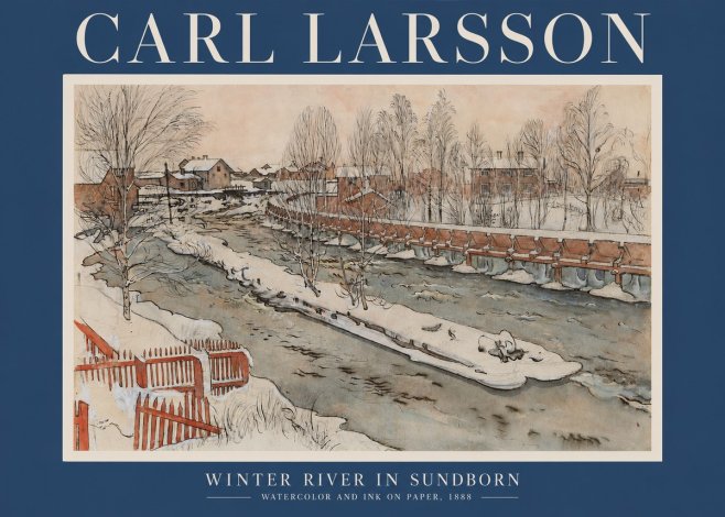 Carl Larsson Winter River in Sundborn No2 - Póster