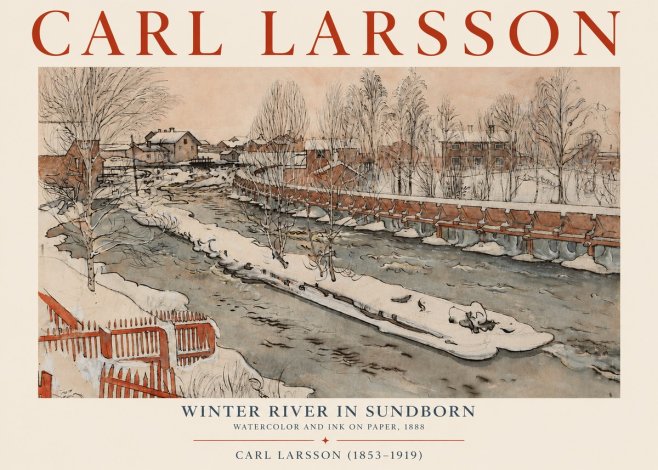 Carl Larsson Winter River in Sundborn No3 - Póster