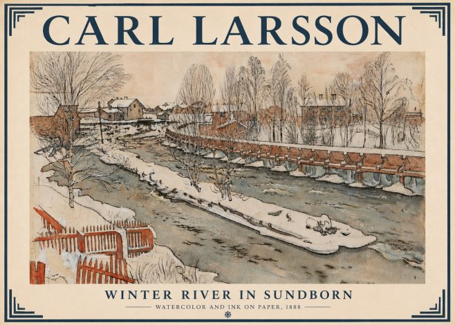 Carl Larsson Winter River in Sundborn No6 - Póster