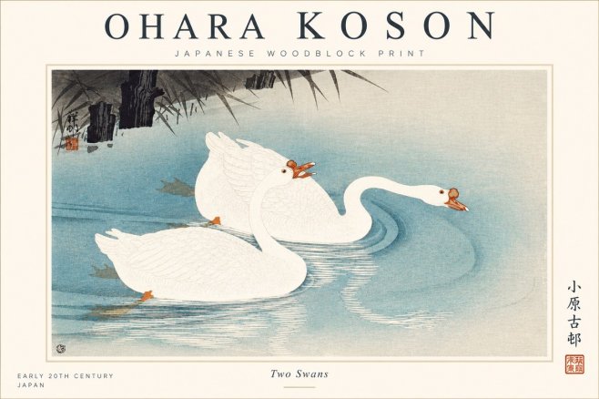 Ohara Koson Two Swans No1 - Póster