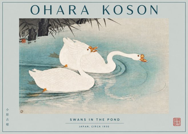 Ohara Koson Two Swans No3 - Póster