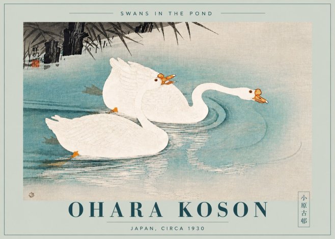 Ohara Koson Two Swans No6 - Póster