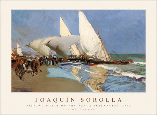 Sorolla Fishing Boats on the Beach (Valencia), 1895 No1 - Póster