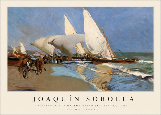 Sorolla Fishing Boats on the Beach (Valencia), 1895 No3 - Póster