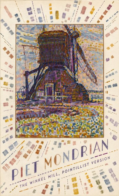 Piet Mondrian The Winkel Mill, Pointillist Version No4 - Póster