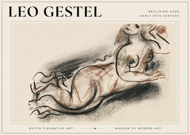 Leo Gestel Reclining Nude No6 - Póster