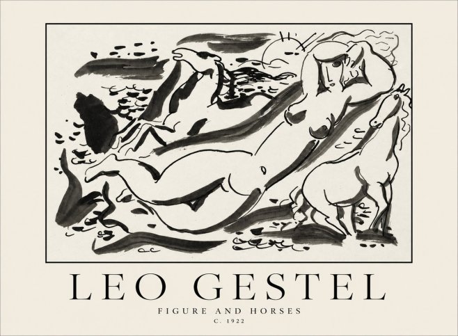 Leo Gestel Figure and Horses No1 - Póster