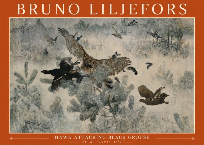 Bruno Liljefors Hawk Attacking Black Grouse No3 - Póster