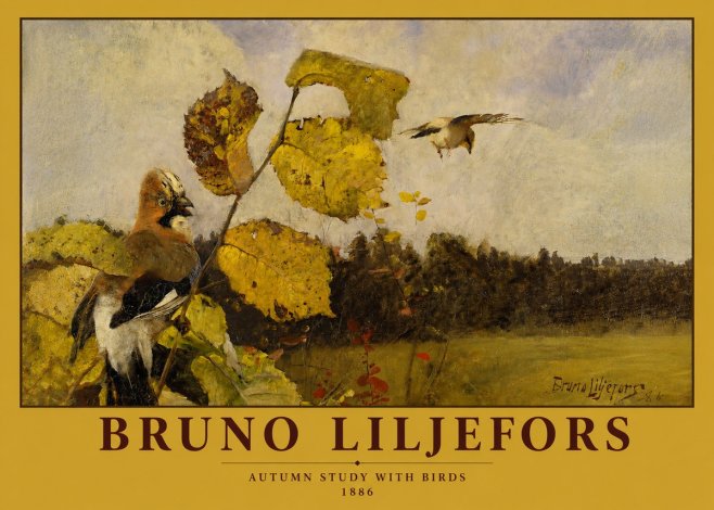 Bruno Liljefors Autumn Study with Birds No2 - Póster