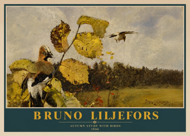 Bruno Liljefors Autumn Study with Birds No3 - Póster