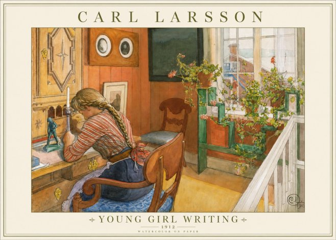 Carl Larsson Young Girl Writing No1 - Póster