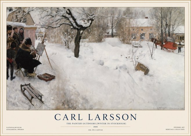 Carl Larsson The Painter Outdoors (Winter in Stockholm) No1 - Póster