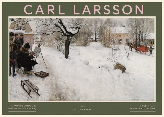 Carl Larsson The Painter Outdoors (Winter in Stockholm) No3 - Póster