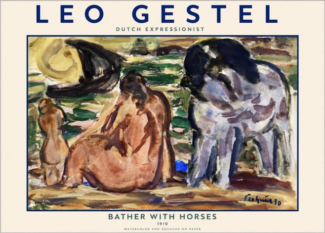 Leo Gestel Bather with Horses No2 - Póster