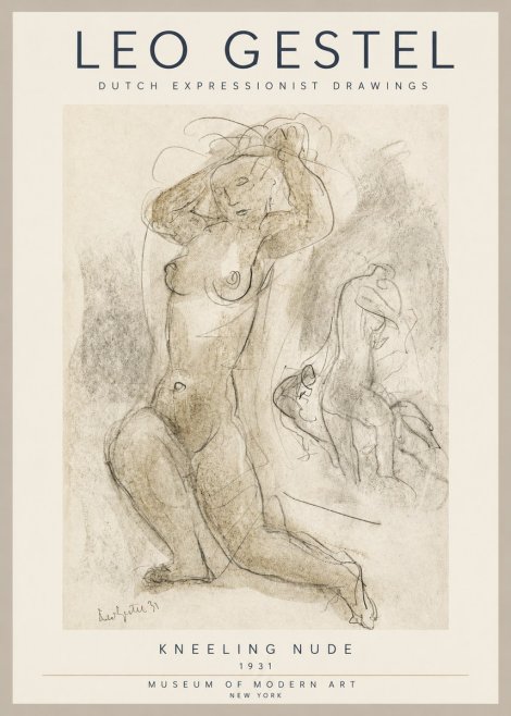 Leo Gestel Kneeling Nude No3 - Póster