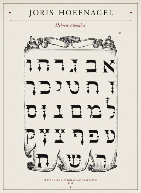 Joris Hoefnagel Hebrew Alphabet No1 - Póster