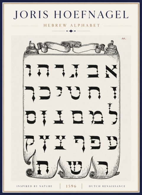 Joris Hoefnagel Hebrew Alphabet No5 - Póster